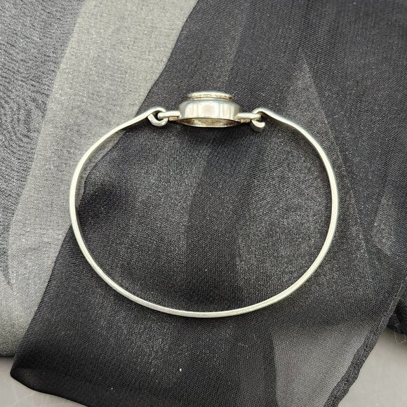 VTG Boma Sterling Silver Bracelet Bangle Clear Light Blue Stone Tested 925 USA - Picture 3 of 15